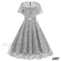 Luxury Deep V-Neck High-Waisted Lace-Up Formal Cocktail Evening Dress Blue / S
