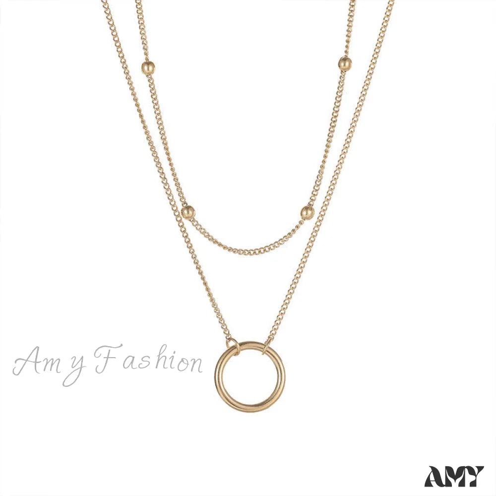 New Arrival Double Layer Circle Pendant Necklaces