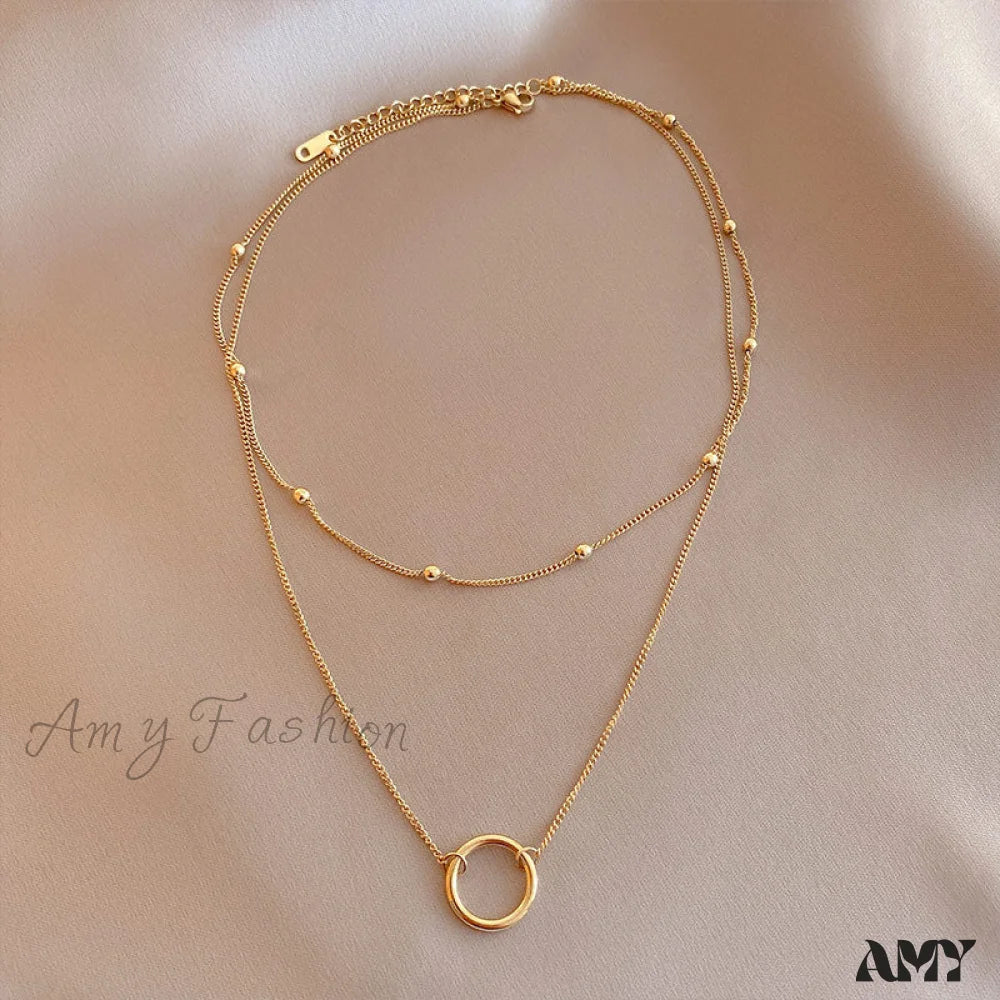 New Arrival Double Layer Circle Pendant Necklaces