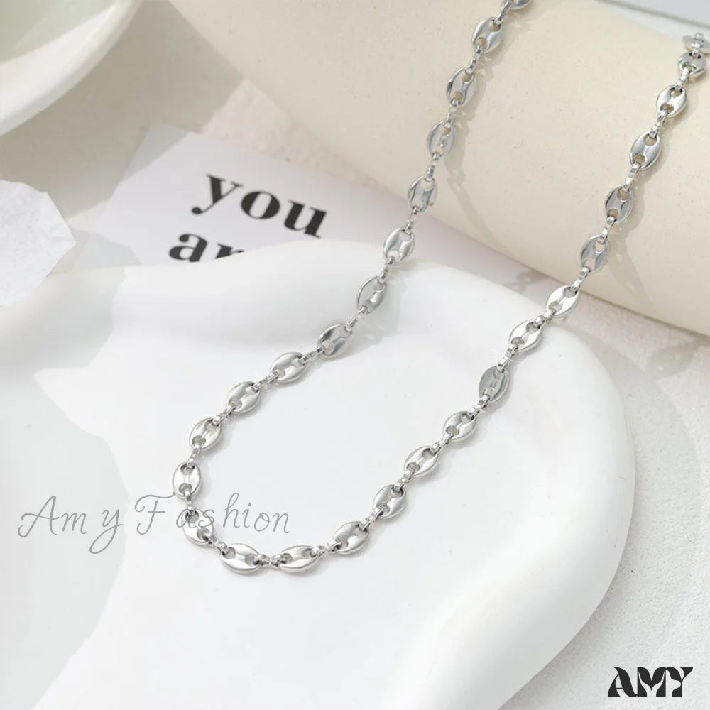 Retro Style Hollow Hot Circle Chain Necklace White Gold Necklace