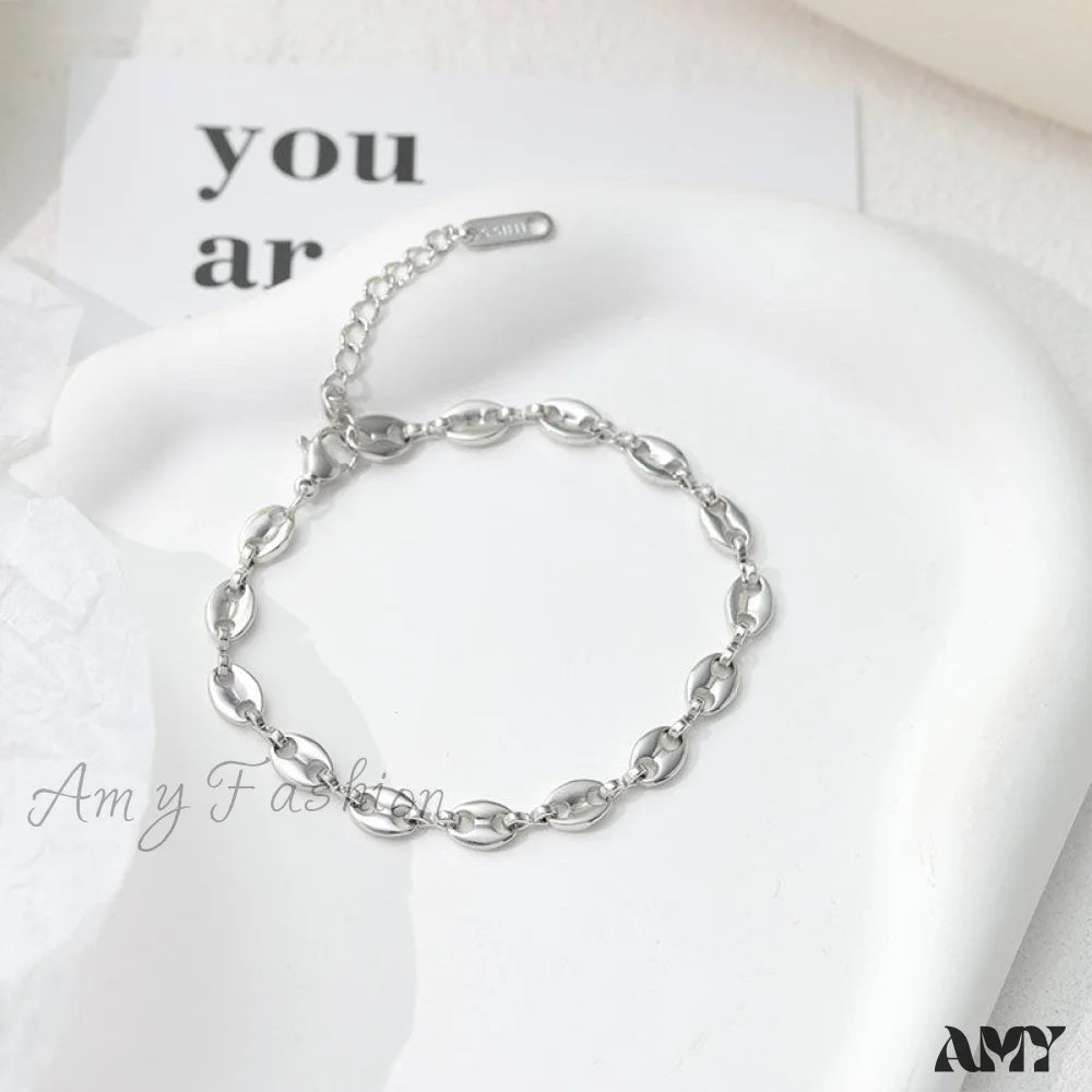 Retro Style Hollow Hot Circle Chain Necklace White Gold Bracelet