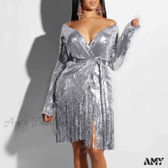 Sexy Vintage Elegant Black Maxi Sequined Summer Tassel Short-Sleeve Cocktail Party Vestidos Dress