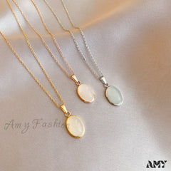 Simple Fashion Opal Stone 18K Gold Necklace