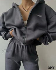 Solid Color Autumn Sportswear Hooded Oversized Pullover Hoodie