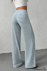 Striped Solid Knit Straight Leg Pants