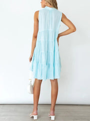 Robe sans manches à revers rayé et boutons 