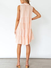 Robe sans manches à revers rayé et boutons 