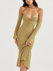 Robe à volants sexy rétro française avec décolleté cache-cœur 
