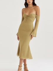 Robe à volants sexy rétro française avec décolleté cache-cœur 