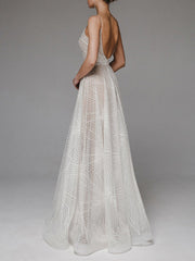 Robe de soirée élégante et sexy à bretelles brodées 