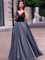 Robe de soirée bleue en dentelle à col V, style tempérament 