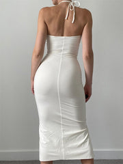 Robe bustier plissée fendue dos nu coupe ajustée 