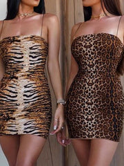 Robe courte à bretelles léopard 