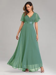 Robe de soirée ample en mousseline à col V et manches évasées, style demoiselle d'honneur, grande taille 