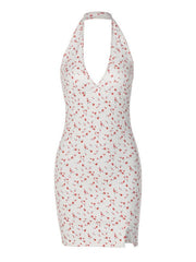 Robe imprimée à col V dos nu et coupe ajustée portefeuille 