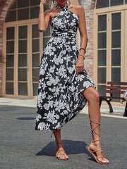 Robe imprimée dos nu 