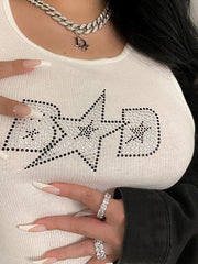 Robe à bretelles en strass chauds 