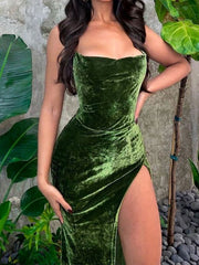 Robe fendue dos nu à lacets et coupe ajustée 