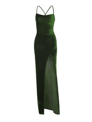 Robe fendue dos nu à lacets et coupe ajustée 