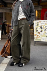 Vintage Draped Cuffed Cargo Pants Green / M