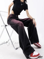 Vintage Harajuku Cyber Wide Leg High Waist Streetwear Casual Kpop Baggy Full Length Jeans