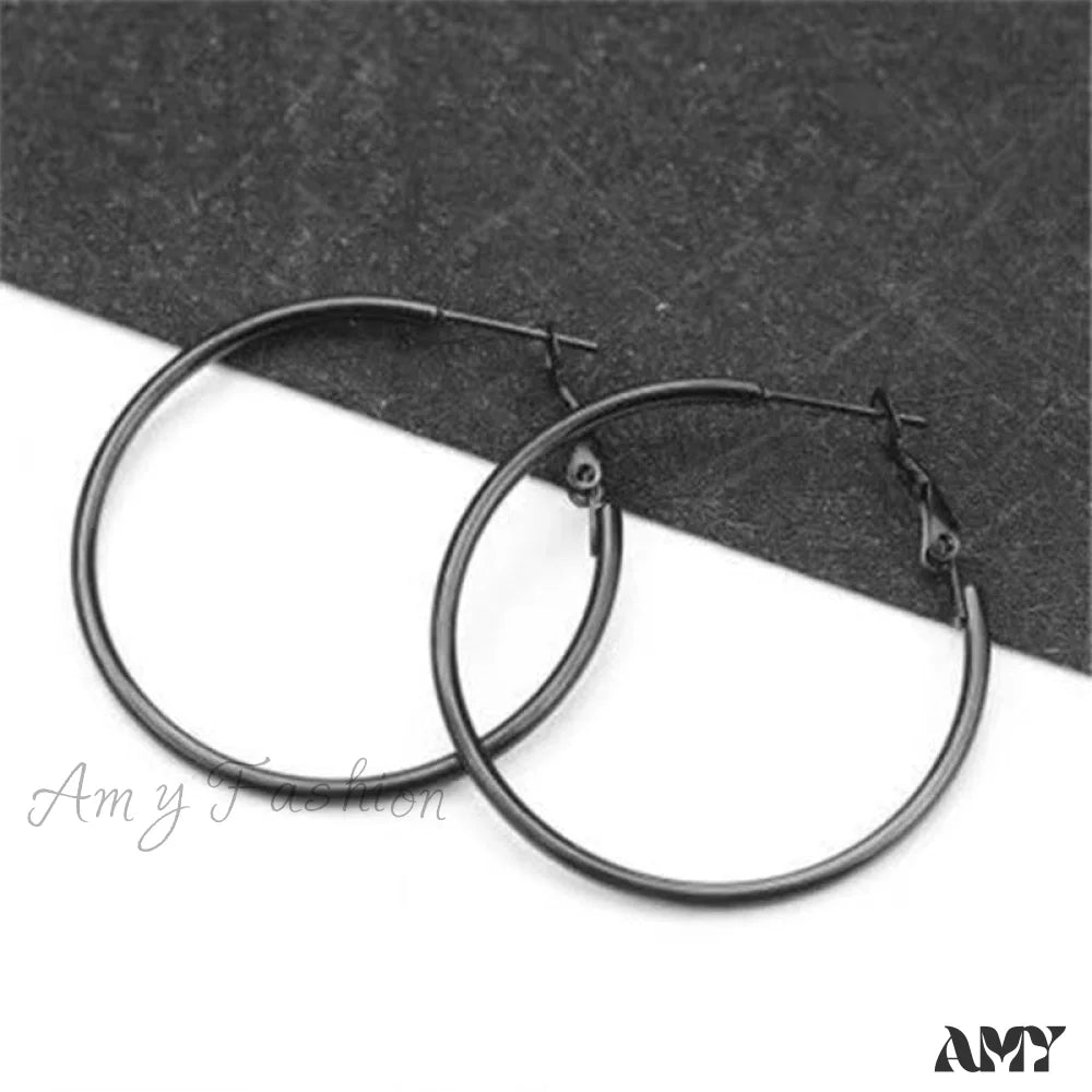 Wholesale Stainless Steel Multiple Sizes Hoop Earrings 50Mm Black