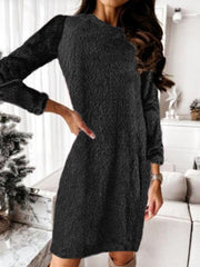 Robe pull à manches longues en maille peluche