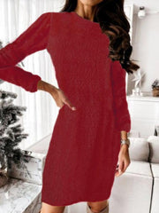 Robe pull à manches longues en maille peluche