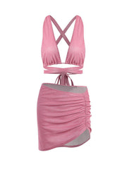 Costume deux-pièces drapé décolleté 