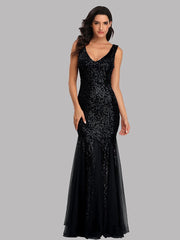 Robe de soirée en gaze à paillettes 