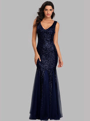 Robe de soirée en gaze à paillettes 