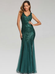 Robe de soirée en gaze à paillettes 