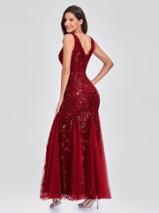 Robe de soirée en gaze à imprimé feuilles 