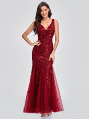 Robe de soirée en gaze à imprimé feuilles 