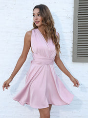 Robe dos nu croisée unie sexy 