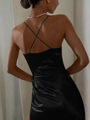 Robe fendue à ourlet volanté 