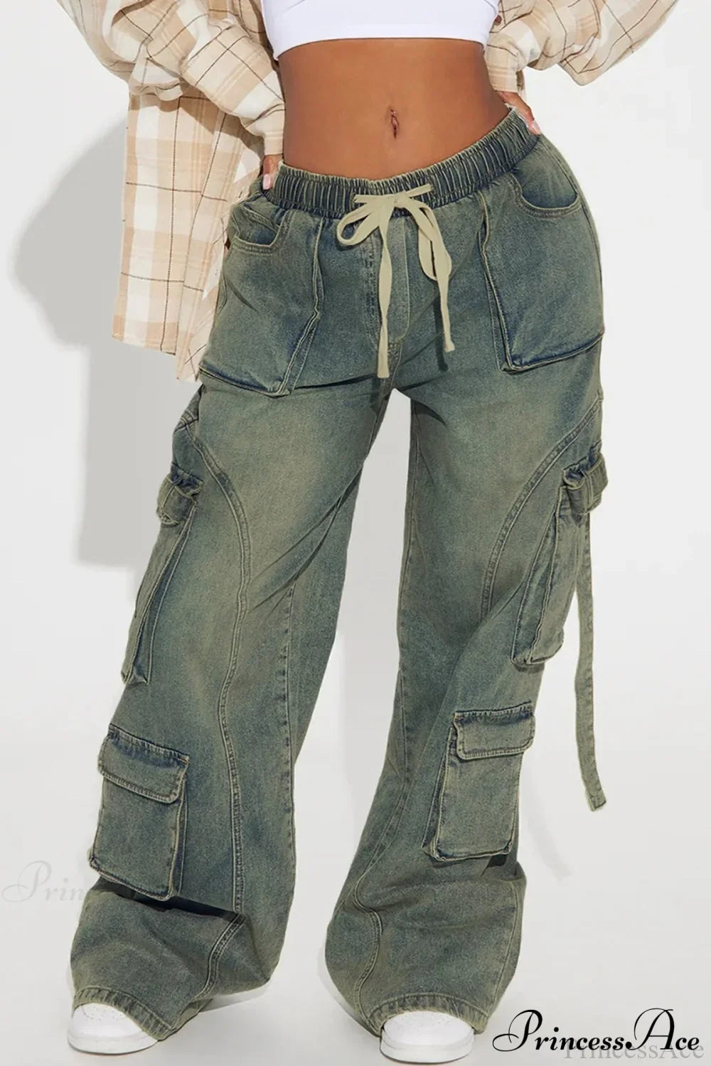 Y2K Street Hip-Hop Denim Cargo Pants
